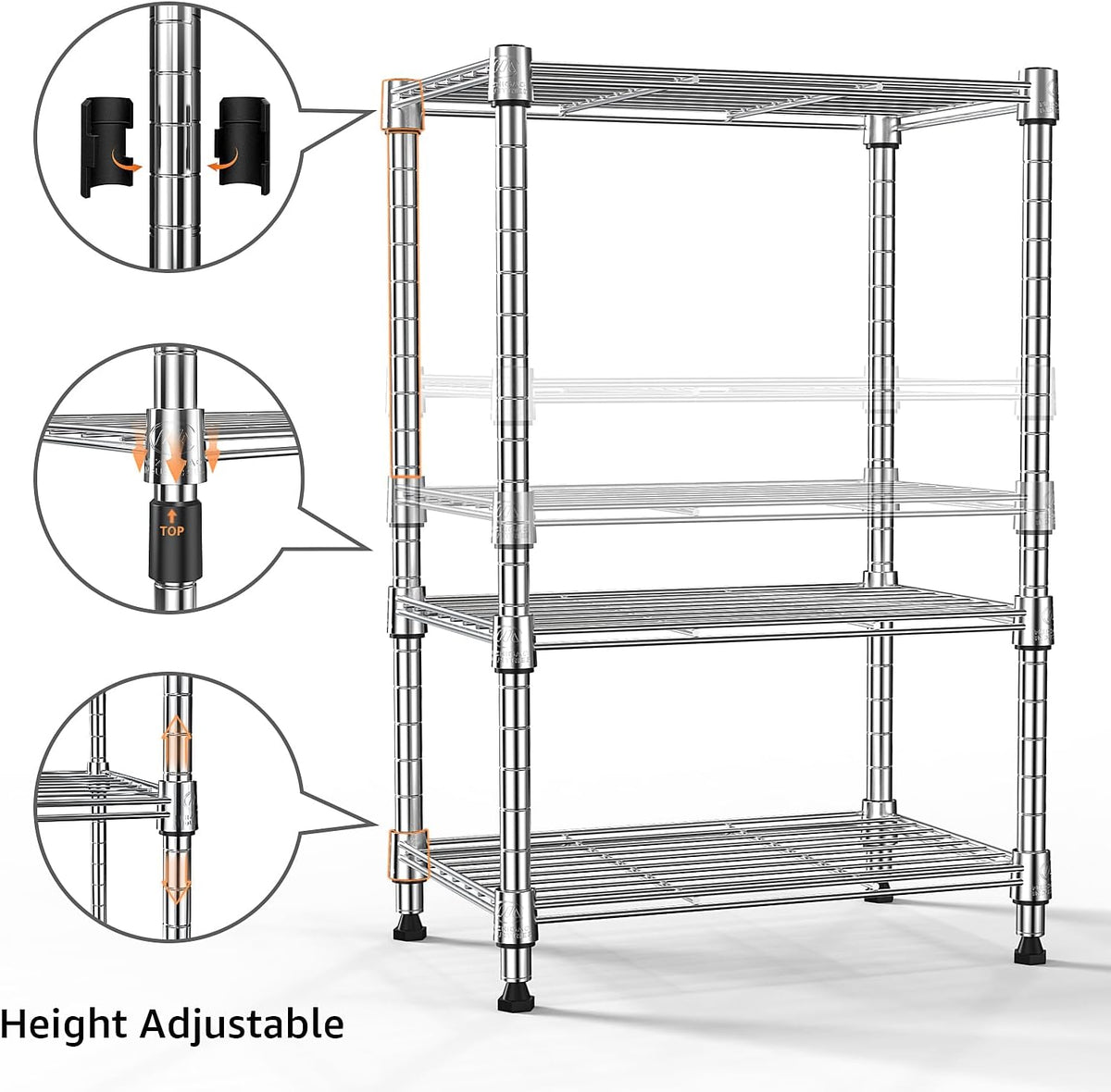 M MZG 450 lbs Steel Storage Shelving 3-Tier Utility Shelving Unit Steel Organizer Wire Rack for Home,Kitchen,Office (11.8" D x 17.7" W x 26.3" H) - Colors A