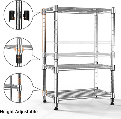 M MZG 450 lbs Steel Storage Shelving 3-Tier Utility Shelving Unit Steel Organizer Wire Rack for Home,Kitchen,Office (11.8" D x 17.7" W x 26.3" H) - Colors A