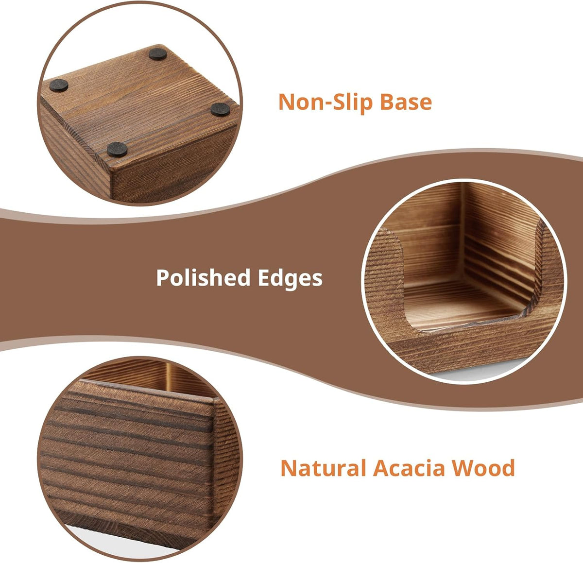 Sticky Note Holder, Burnt Wood Note Dispenser for Office Desk Accessories, Self Stick Note Pad Holder, Memo Pad Holder Dispenser Organizer for School Office Desk Supplies