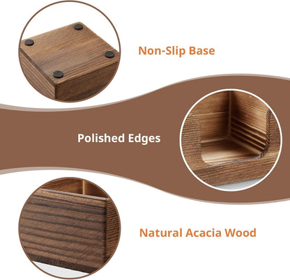 Sticky Note Holder, Burnt Wood Note Dispenser for Office Desk Accessories, Self Stick Note Pad Holder, Memo Pad Holder Dispenser Organizer for School Office Desk Supplies