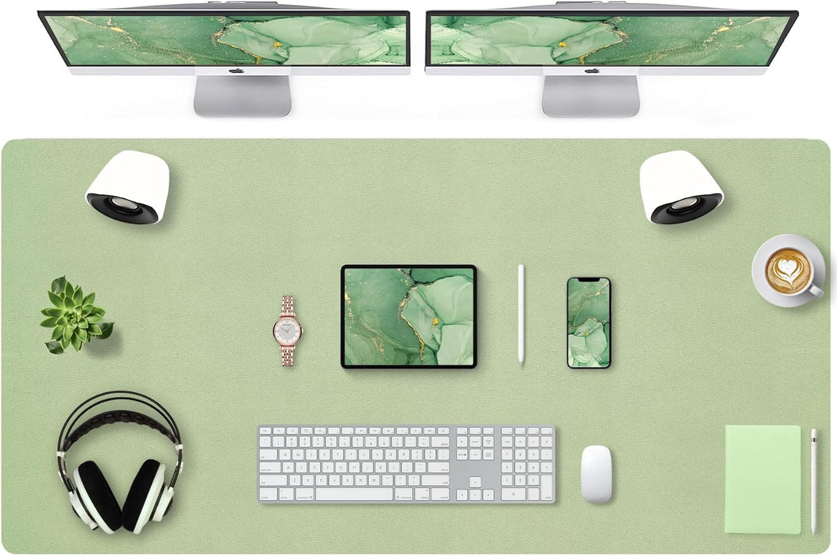 Bloss Leather Desk Pad and Keyboard Wrist Rest, Large Mouse Pad + Keyboard Pad+Mouse Wrist Support, Non-Slip Desk Mat Protector for Office, Home(31.5×15.7 Inches,Beige) - Colors B