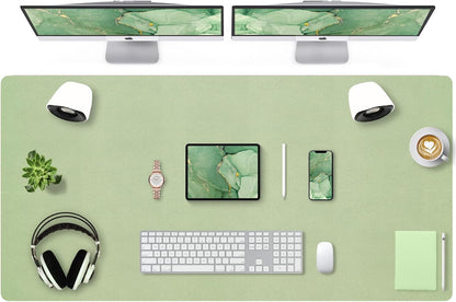 Bloss Leather Desk Pad and Keyboard Wrist Rest, Large Mouse Pad + Keyboard Pad+Mouse Wrist Support, Non-Slip Desk Mat Protector for Office, Home(31.5×15.7 Inches,Beige) - Colors B