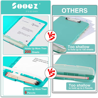Clipboard with Storage, Clip Board 8.5 x 11 with Pen Holder, High Capacity Plastic Organization Case Box for Letter Legal A4 Size Paper, Nurses Teachers Must Haves, School & Office Supplies