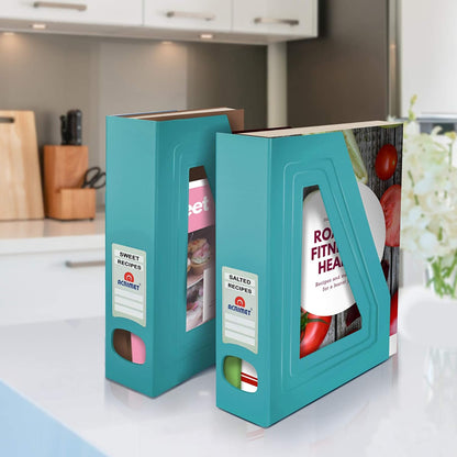Acrimet Magazine File Holder, Vertical Desk Organizer, Solid Green, 2 Pack | Durable Plastic, Office & Home Use, Rack Design for Folders and Mail, Space-Saving Storage