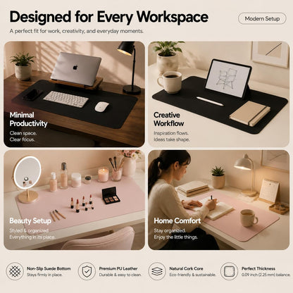 Large Desk Mat, 47" x 17", Black