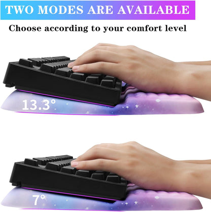 Computer Keyboard Stand with Wrist Rest, Ergonomic Tilted Keyboard Holder - Keyboard Riser with Wrist Pad - Keyboard Tray Support for Office Home - Black