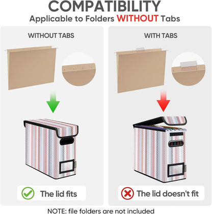 BALEINE File Organizer Box with Lid, Collapsible File Folder Organizer with Plastic Slide, Hanging File Folder Box for Office Document Storage (Black)