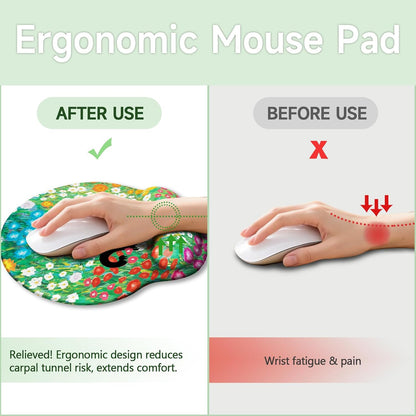 LIMKRIAN Cat Ergonomic Mouse Pad with Wrist Rest, Gaming Mouse Pad with Wrist Support, Funny Mouse Pads for Desk, Computer Mousepad with Non-Slip Pain Relief PU Base, Cute Office Desk Accessories - Colors B