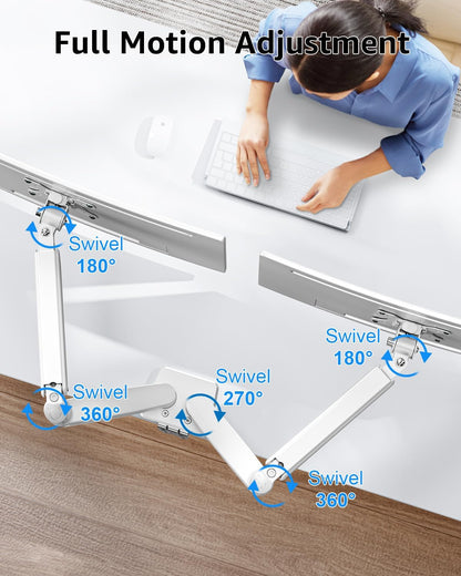 Dual Monitor Stand fits up to 32 inch, 4.4-19.8 lbs Computer Screens, Dual Monitor Desk Mount Height Adjustable, Monitor Arms for 2 Monitors, Home Office VESA Mounts, Freelift White