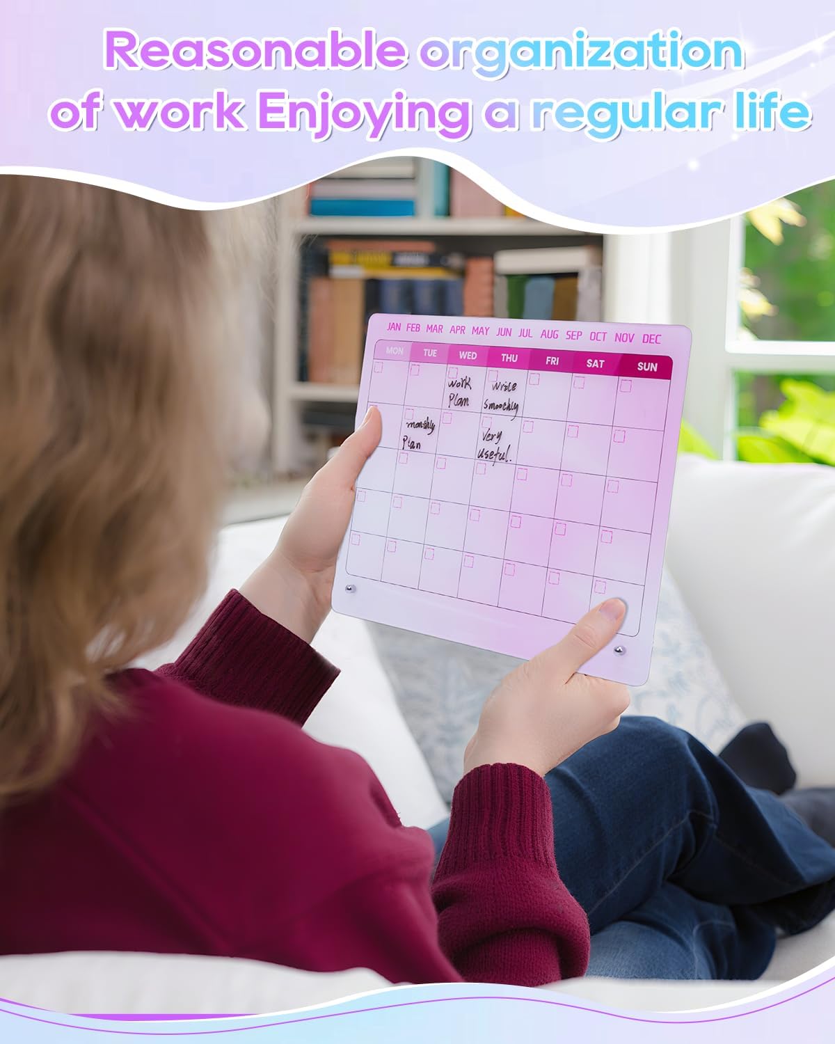 UCEC 12" x 10" Dry Erase Calendar Weekly for Desk Home Office & School | Planning Reminder Board to Do List Calendar for Office with Stand and Pen Clip