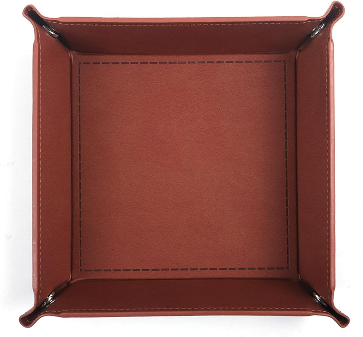 Valet Tray Desktop Storage Organizer – Vegan Leather Catchall Bedside Vanity Tray Nightstand Caddy Holder for Remote Controller, Watch, Keys, Phone, Wallet, Coin, Jewelry (Orange/Black)