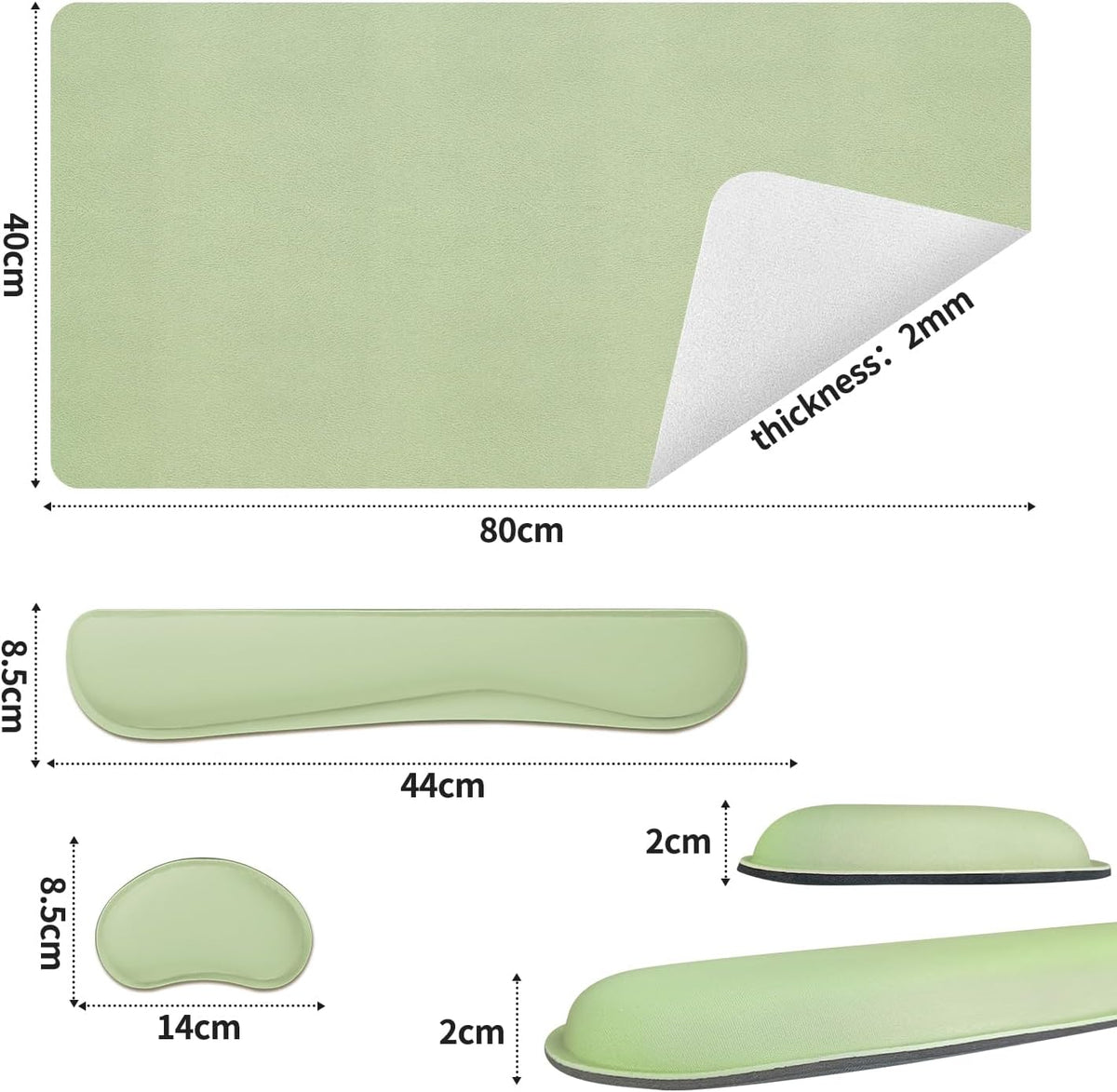Bloss Leather Desk Pad and Keyboard Wrist Rest, Large Mouse Pad + Keyboard Pad+Mouse Wrist Support, Non-Slip Desk Mat Protector for Office, Home(31.5×15.7 Inches,Beige) - Colors A