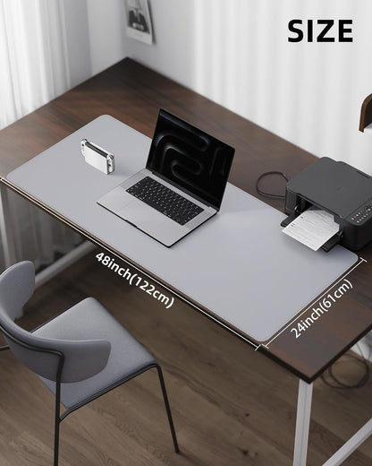 AFIING Large Desk Mat 55" x 24" - PU Leather Desk Pad Protector, Waterproof Non-Slip Extended Mouse Pad for Office Desk, Keyboard, Laptop and Home Workspace (Black)