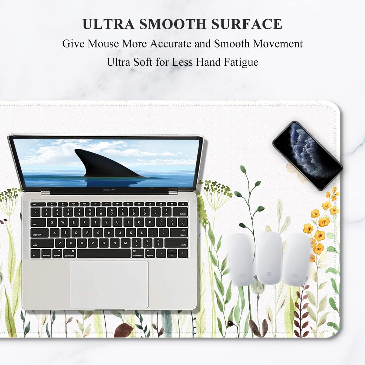 Auhoahsil Desk Mat, Ultra Large Mouse Pad, XXL Gaming Mousepad, Green Tropical Leaves Deskpad, Big Extended Full Size Mouse Pad, Desktop Desk Matt for Keyboard, Laptop & Computer, 35.5 x 15.7 in - Colors A