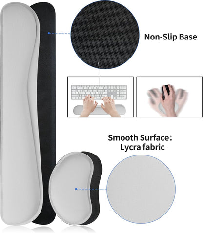 Bloss Leather Desk Pad and Keyboard Wrist Rest, Large Mouse Pad + Keyboard Pad+Mouse Wrist Support, Non-Slip Desk Mat Protector for Office, Home(31.5×15.7 Inches,Beige) - Colors B