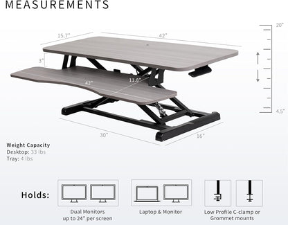 Black 32 in Standing Desk Converter, DESK-V000K