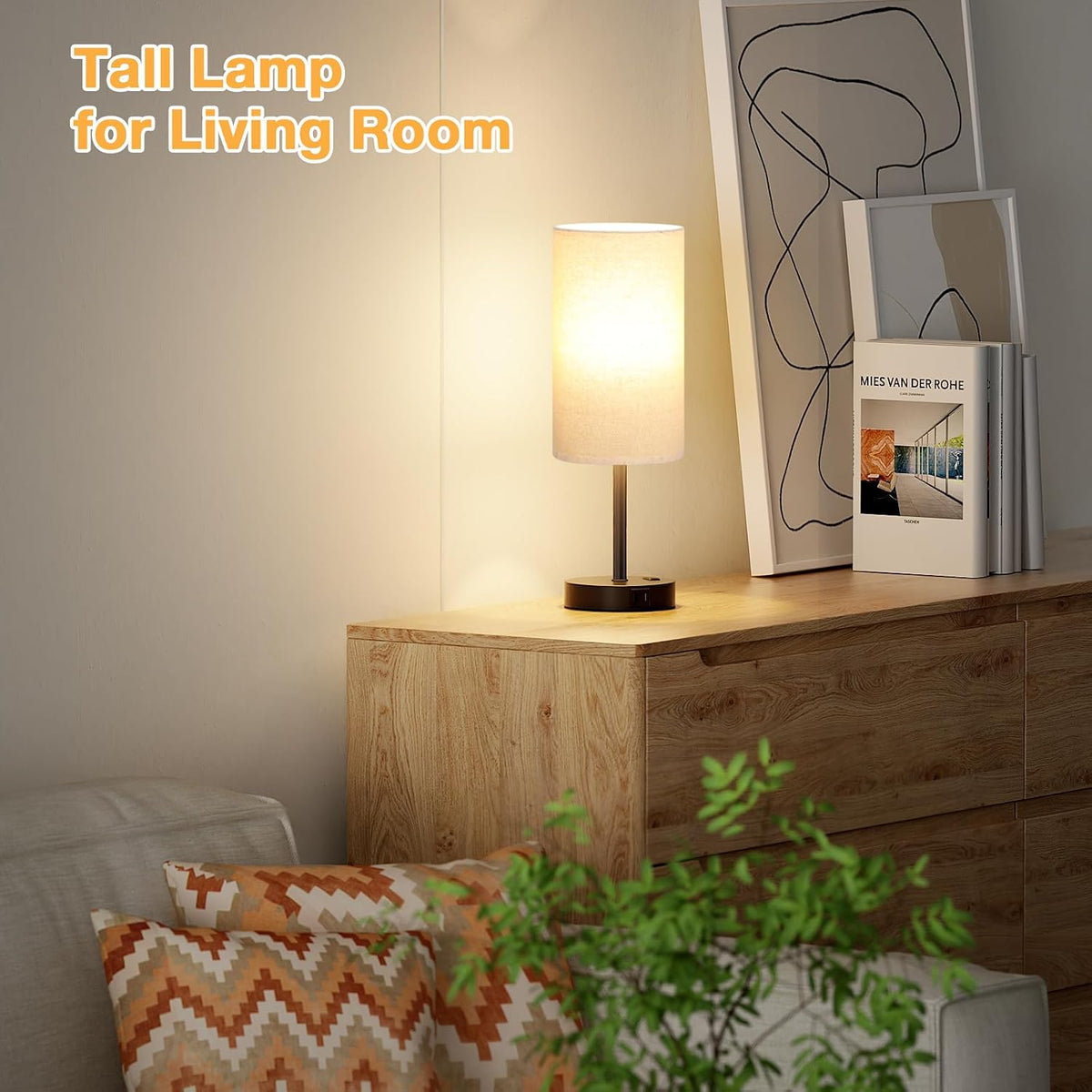 Dicoool Bedside Table Lamp for Bedroom - 3-Way Dimmable Touch Lamp, USB A+C