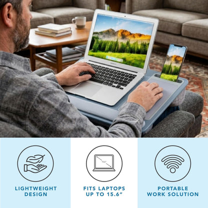 LAPGEAR Home Office Pro Lap Desk with Wrist Rest, Mouse Pad, and Phone Holder - Black Carbon - Fits up to 15.6 Inch Laptops - Style No. 91598