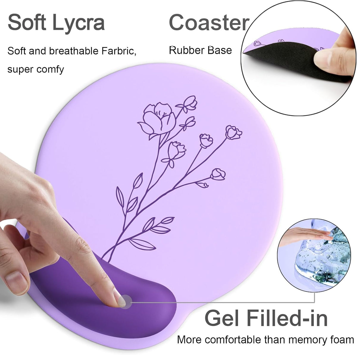Ergonomic Mouse Pad with Wrist Support Rest,Large Mousepad Gel Wrist Rest, with Coaster Non-Slip & Pain Relief for Computer, Desk, Home&Office-Beach - Colors B