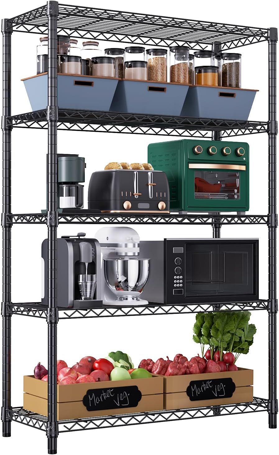 M MZG 450 lbs Steel Storage Shelving 3-Tier Utility Shelving Unit Steel Organizer Wire Rack for Home,Kitchen,Office (11.8" D x 17.7" W x 26.3" H) - Colors A