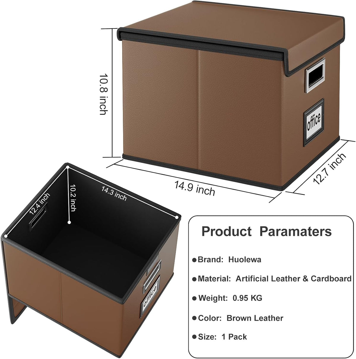 Upgraded Portable File Organizer Box with Lid, Collapsible Linen Hanging Filing Storage Boxes with Plastic Slides, Decorative Home/Office Filing System Box for File and Folders Storage (Gray)