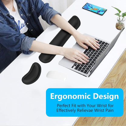 Mouse Wrist Rest, Ergonomic Memory Foam Mouse Wrist for Computer Desk Mats Support, PU Leather Hand Rest Pad Cushion for Gaming, Laptop, Men, Women, Pain Relief & Easy Typing, Black