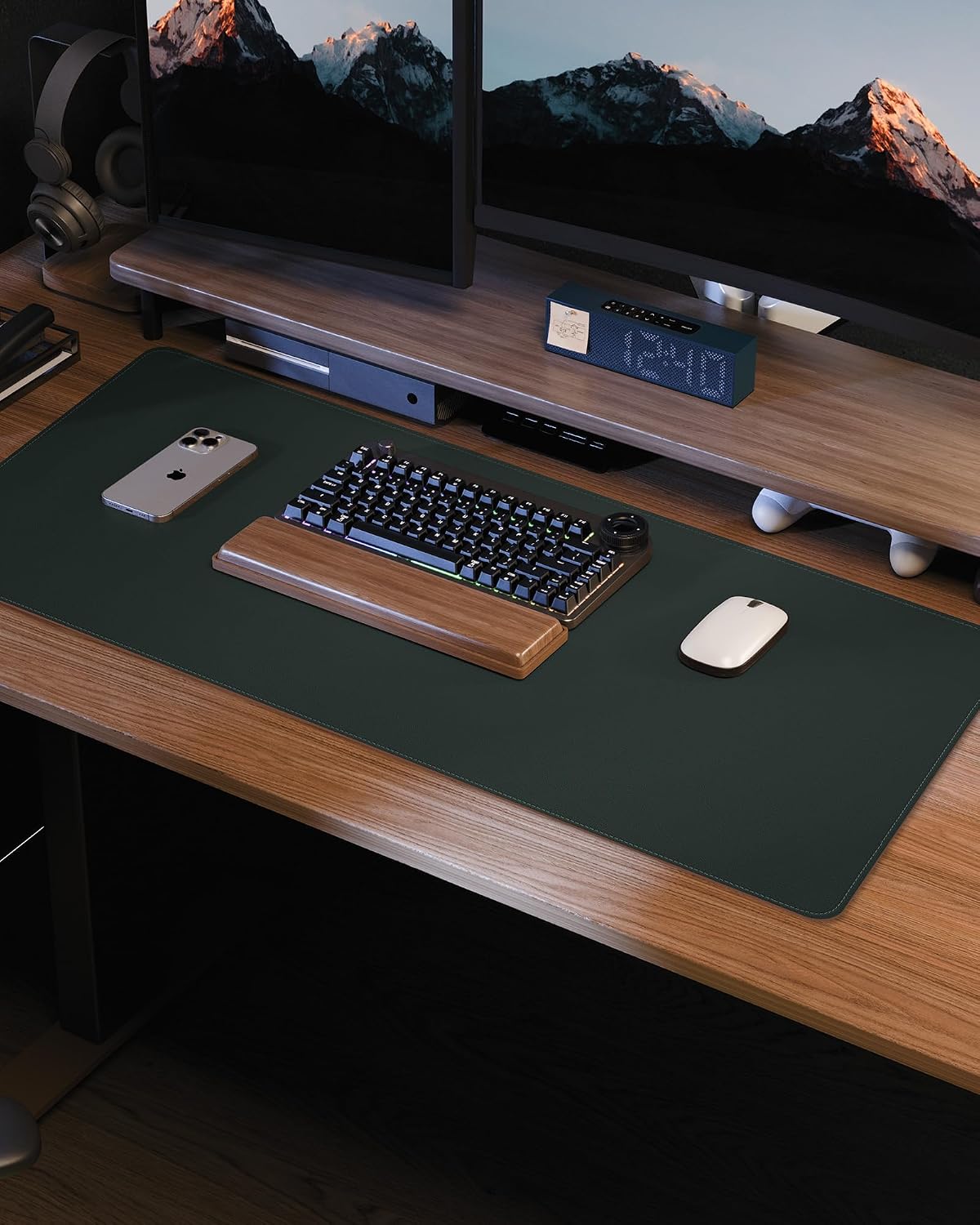 AFIING Large Desk Mat 55" x 24" - PU Leather Desk Pad Protector, Waterproof Non-Slip Extended Mouse Pad for Office Desk, Keyboard, Laptop and Home Workspace (Black)