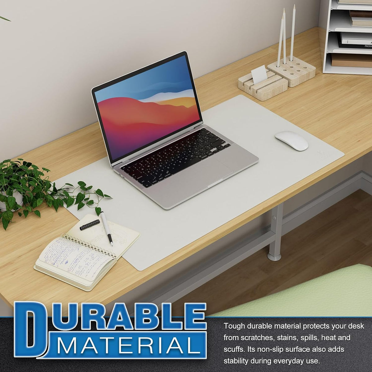 K KNODEL Large Office Leather Desk Mat, Mouse and Keyboard Pad, Computer and Laptop Mat, Desktop Protector and Cover, Writing Pad and Blotter (31.5"x15.7", Black)