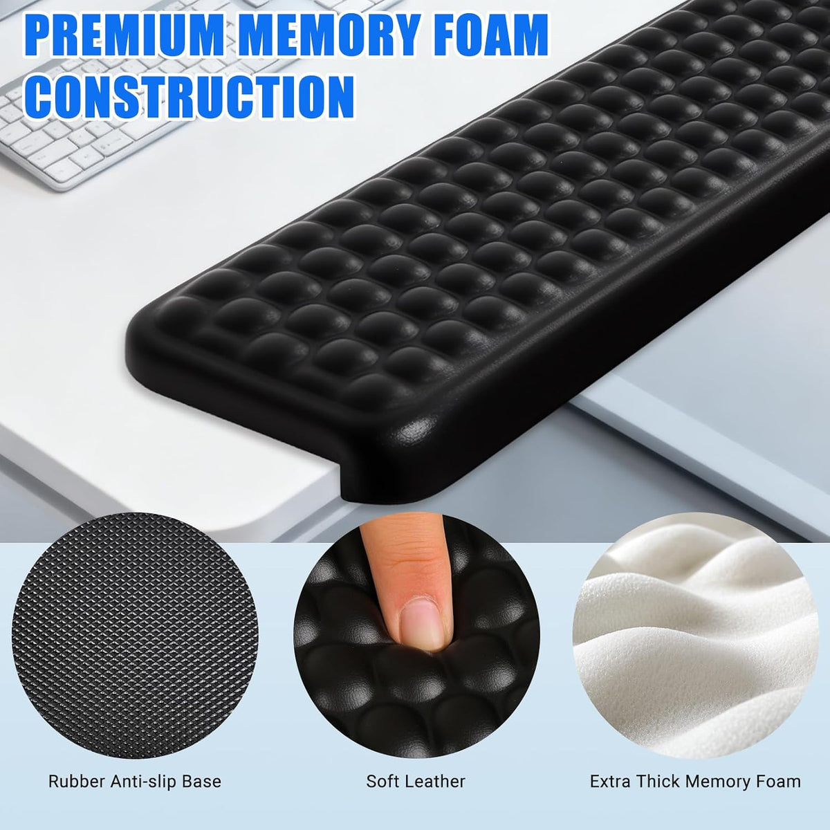 L-Shaped Desk Elbow Pad，Arm Rest for Desk 2-Piece Ergonomic Wrist Rest with Non-Slip Base Memory Foam Elbow Support Padding for Computer Keyboard, Office and Home (Leather)