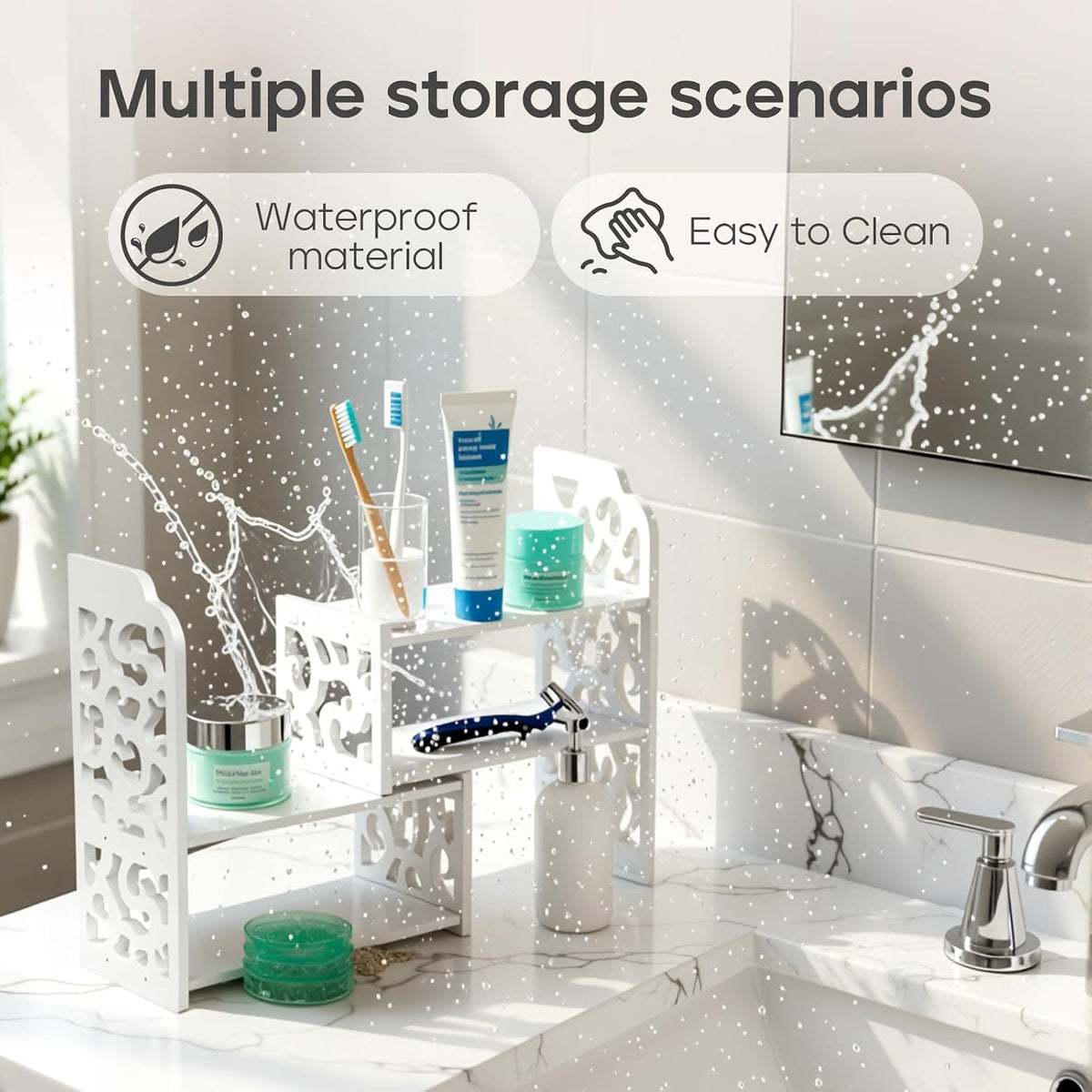 Desktop Shelves, White Bookshelf Desktop Organizer and Desktop Storage