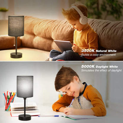 Dicoool Bedside Table Lamp for Bedroom - Small Desk Lamp with USB Ports