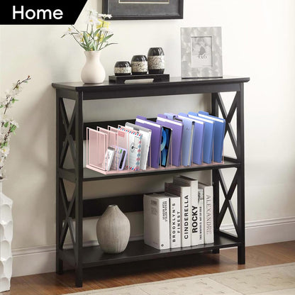 File Organizer for Desk, 5-Section Vertical File Sorter, Paper Holder Organizer Standing Metal File Folder for Office Home Classroom, Black