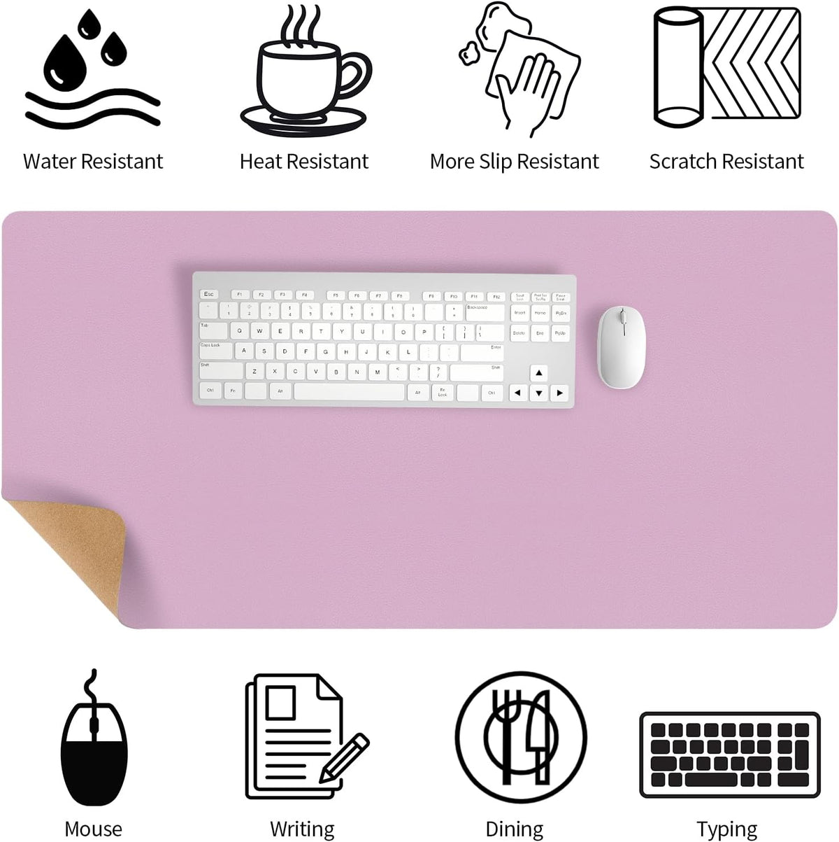 Bloss Leather Desk Pad and Keyboard Wrist Rest, Large Mouse Pad + Keyboard Pad+Mouse Wrist Support, Non-Slip Desk Mat Protector for Office, Home(31.5×15.7 Inches,Beige) - Colors A