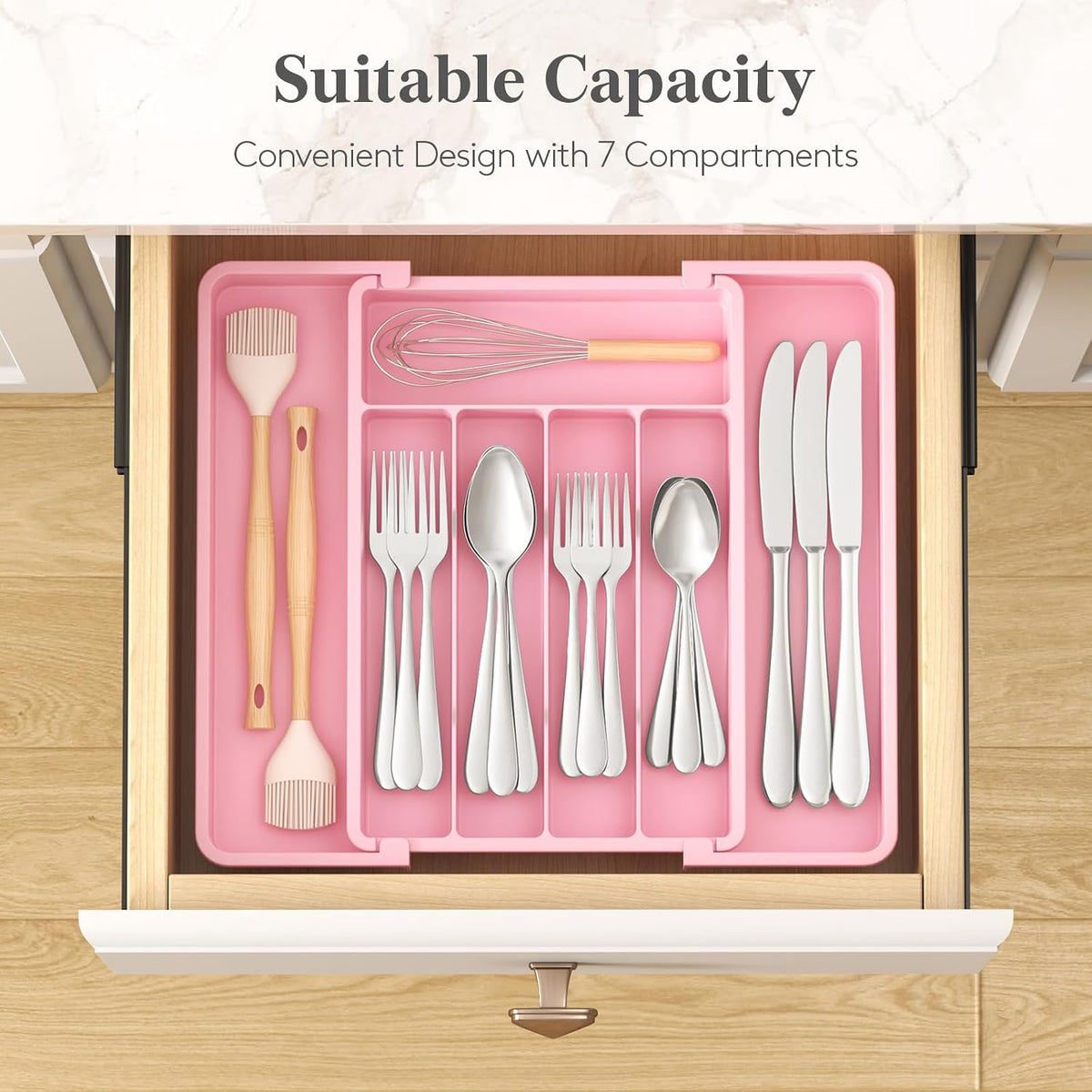 Expandable Silverware Drawer Organizer, Kitchen Utensil Tray