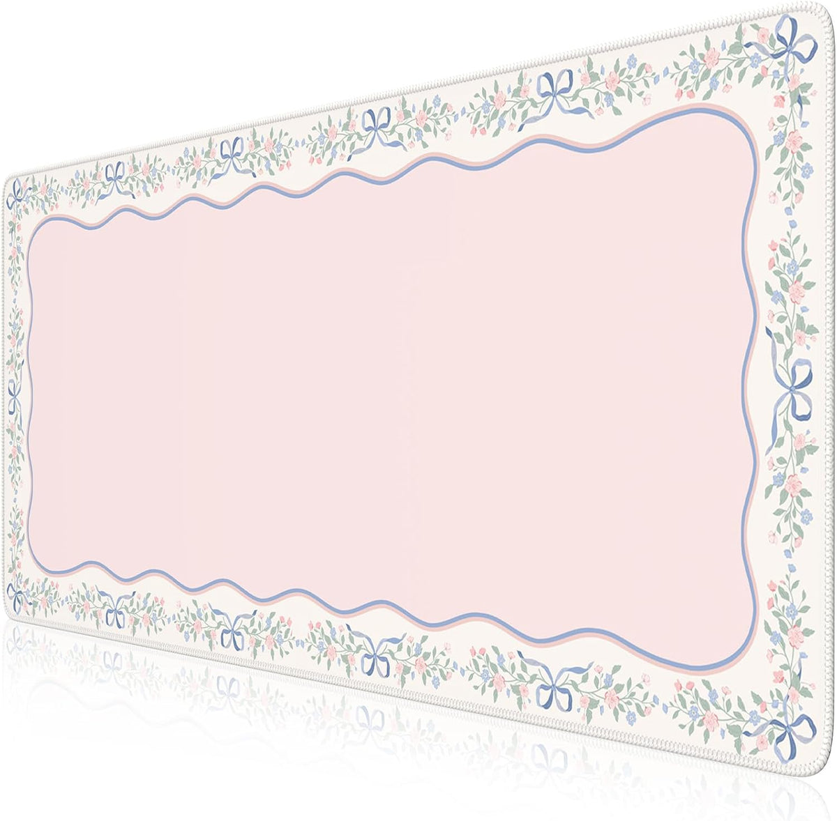 Desk Mat,Mouse Pad for Office Desk,35.4x15.7in,Pink Flowers