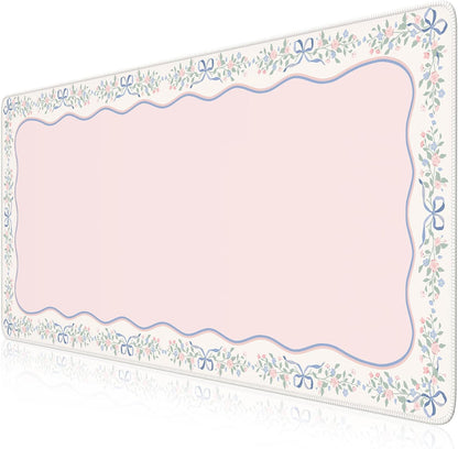 Desk Mat,Mouse Pad for Office Desk,35.4x15.7in,Pink Flowers