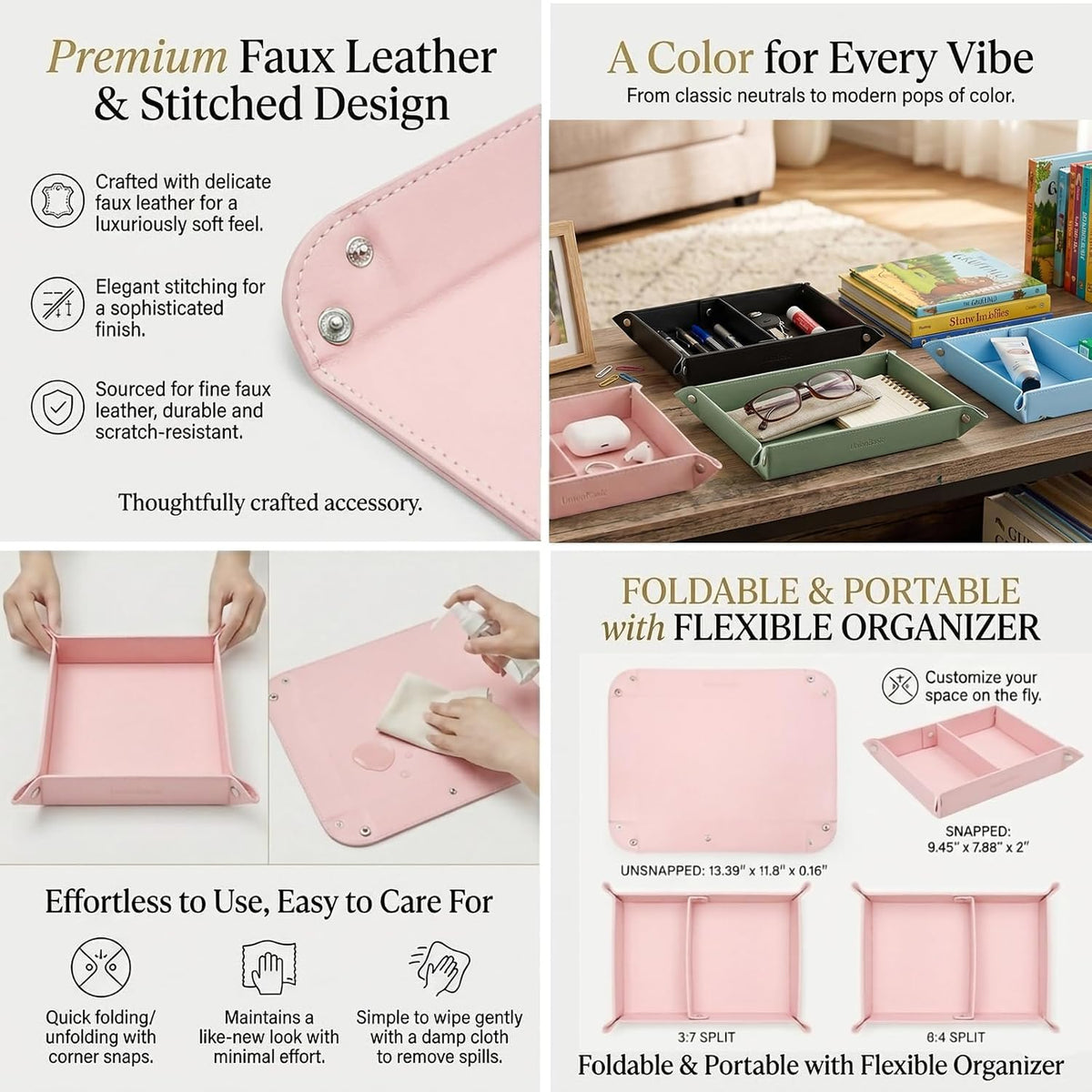 UnionBasic Small Valet Tray, Jewelry Tray for Rings Watches Earrings, Entryway Catchall Caddy for Coins Keys Change, Nightstand Bedside Valet Holder, Trays for Electronic Gadgets, Beige - Colors B