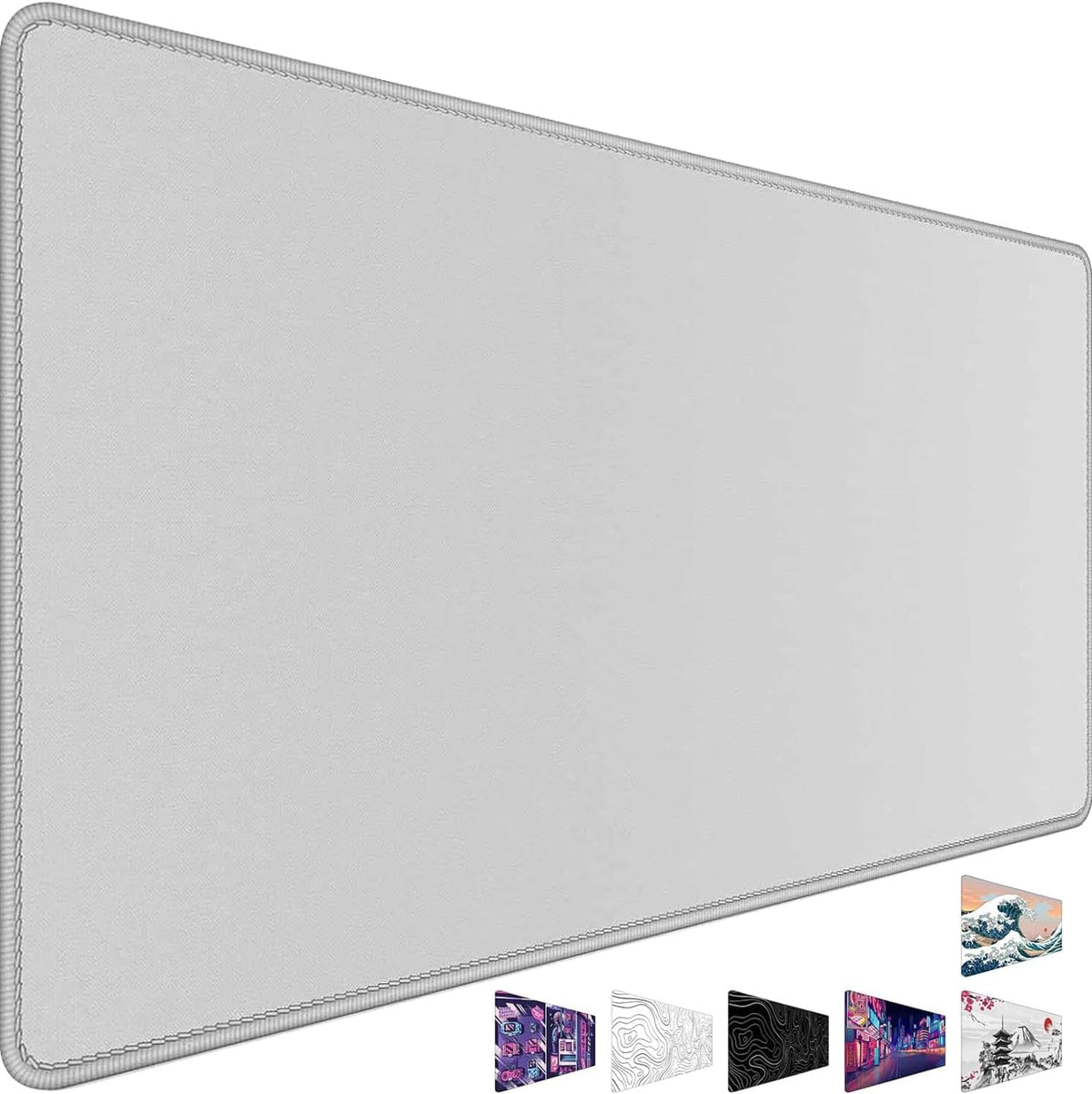 31.5" x 15.7" Waterproof Fabric Desk Pad, Rubber Anti-Slip Base, Stitched Edges No Curling, Fits Laptop Keyboard and Mouse, Smooth Office Mat Large Mouse Pad for Work Game, Black