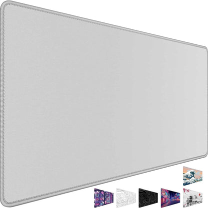 31.5" x 15.7" Waterproof Fabric Desk Pad, Rubber Anti-Slip Base, Stitched Edges No Curling, Fits Laptop Keyboard and Mouse, Smooth Office Mat Large Mouse Pad for Work Game, Black
