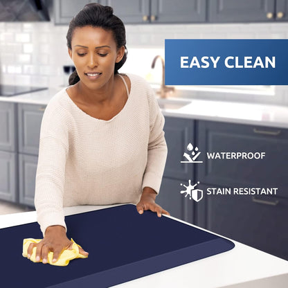 KitchenClouds Kitchen Mat Cushioned Anti Fatigue Rug 17.3"x28" Water Resistant, Non Slip, Standing and Comfort Desk/Floor Mats for House Sink Office (Black)