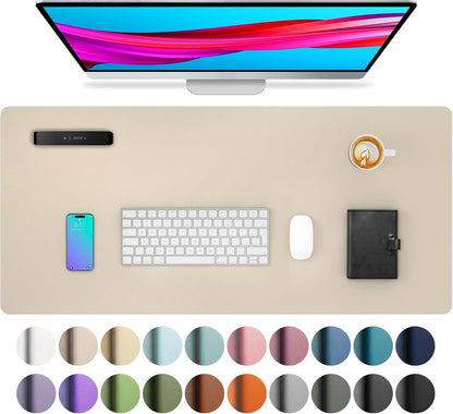 Aothia Leather Office Desk Pad Protector, Non-Slip PU Leather Desk Blotter, Waterproof Laptop Writing Mouse Pad for Office and Home, Black, 31.5" x 15.7" - Colors B