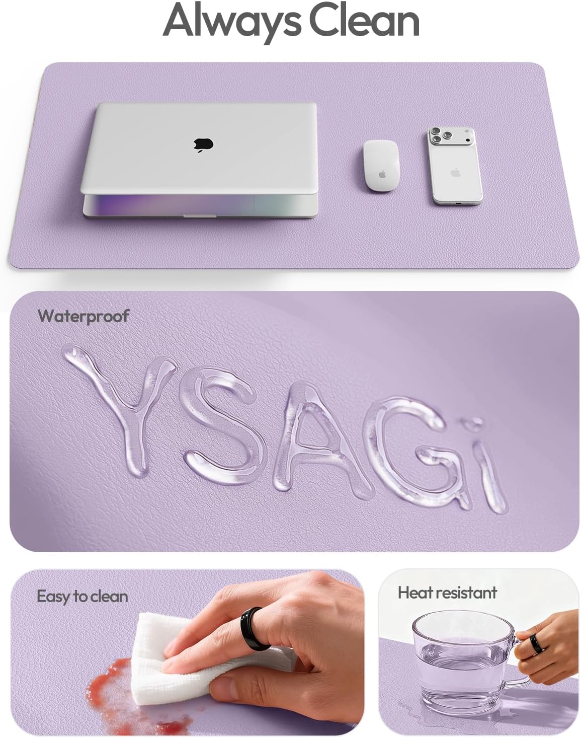 YSAGi Leather Desk Pad Protector, Large Mouse Pad, Non-Slip PU Leather Desk Blotter, Waterproof Writing Pad for Office and Home (31.5" x 15.8", Eggshell) - Colors B
