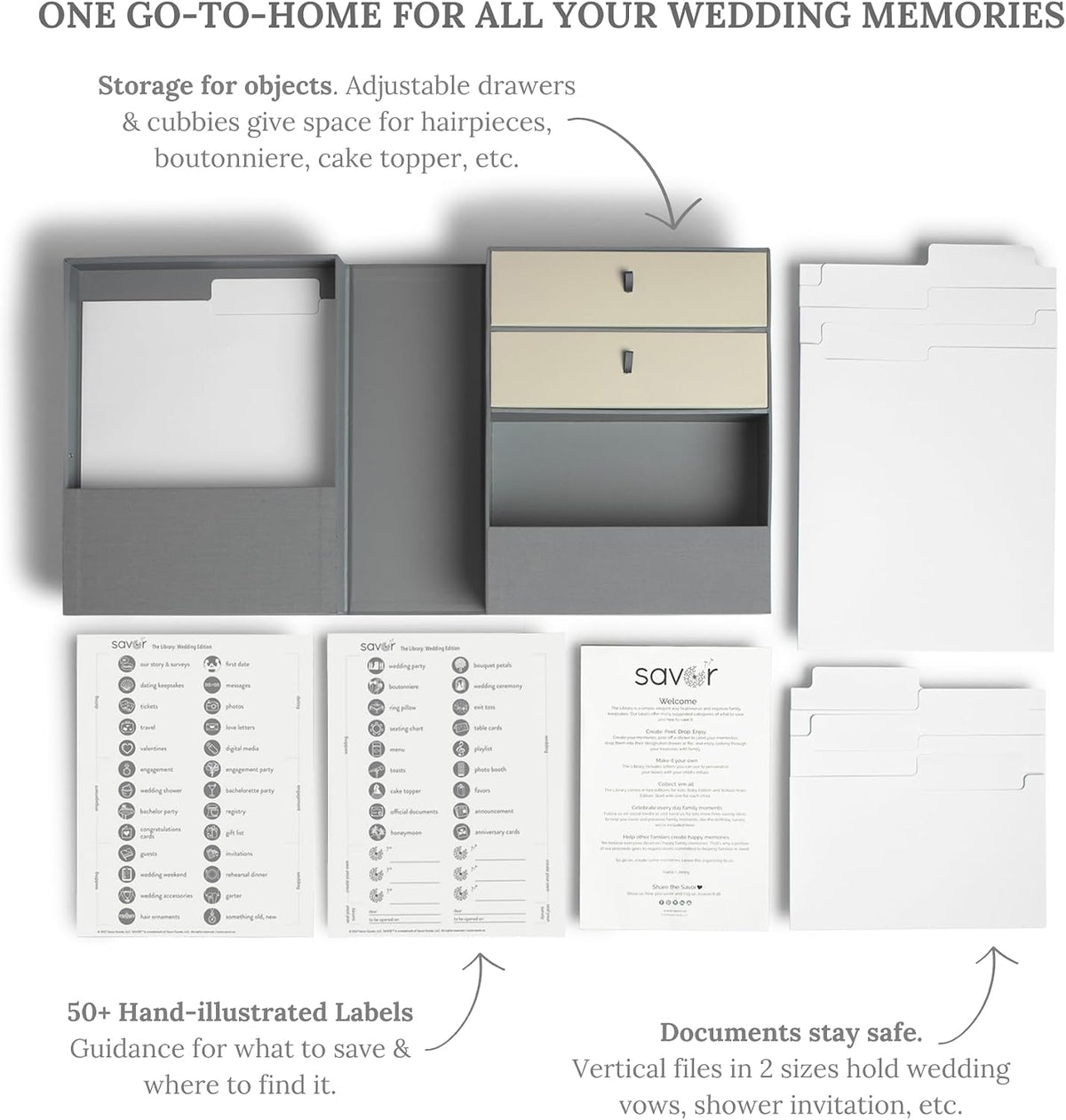 Savor | All-in-One Desk Organizer | Blue – Keep Desk, Office, and Home Organized All-in-One Storage System for Important Files, Documents, Stationery, and Office Supplies