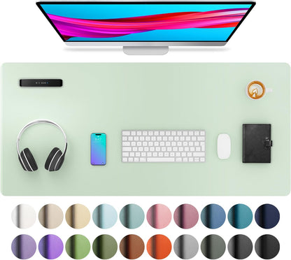 Aothia Leather Office Desk Pad Protector, Non-Slip PU Leather Desk Blotter, Waterproof Laptop Writing Mouse Pad for Office and Home, Black, 31.5" x 15.7" - Colors A