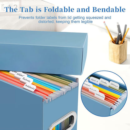 File Organizer Box with Lid & Handle, Thickened Cardboard Hanging File Folder Storage Boxes for Letter Size, Portable Filing Organizer for Office, Home, Classroom, Black