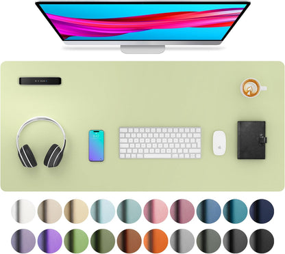 Aothia Leather Office Desk Pad Protector, Non-Slip PU Leather Desk Blotter, Waterproof Laptop Writing Mouse Pad for Office and Home, Black, 31.5" x 15.7" - Colors A