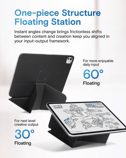MOFT Dynamic Folio Tablet Stand for Desk Compatible with iPad mini A17 Pro 2024 & iPad mini 6th A15 2021, Slim Magnetic Tablet Holder Case with 20+ Viewing Angles, Beach White x Terracotta