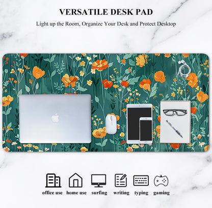 Auhoahsil Desk Mat, Ultra Large Mouse Pad, XXL Gaming Mousepad, Green Tropical Leaves Deskpad, Big Extended Full Size Mouse Pad, Desktop Desk Matt for Keyboard, Laptop & Computer, 35.5 x 15.7 in - Colors A