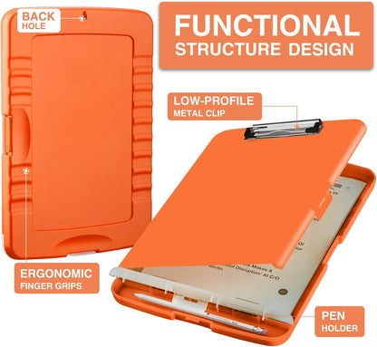 Clipboard with Storage, Clip Board 8.5 x 11 with Pen Holder, High Capacity Plastic Organization Case Box for Letter Legal A4 Size Paper, Nurses Teachers Must Haves, School & Office Supplies