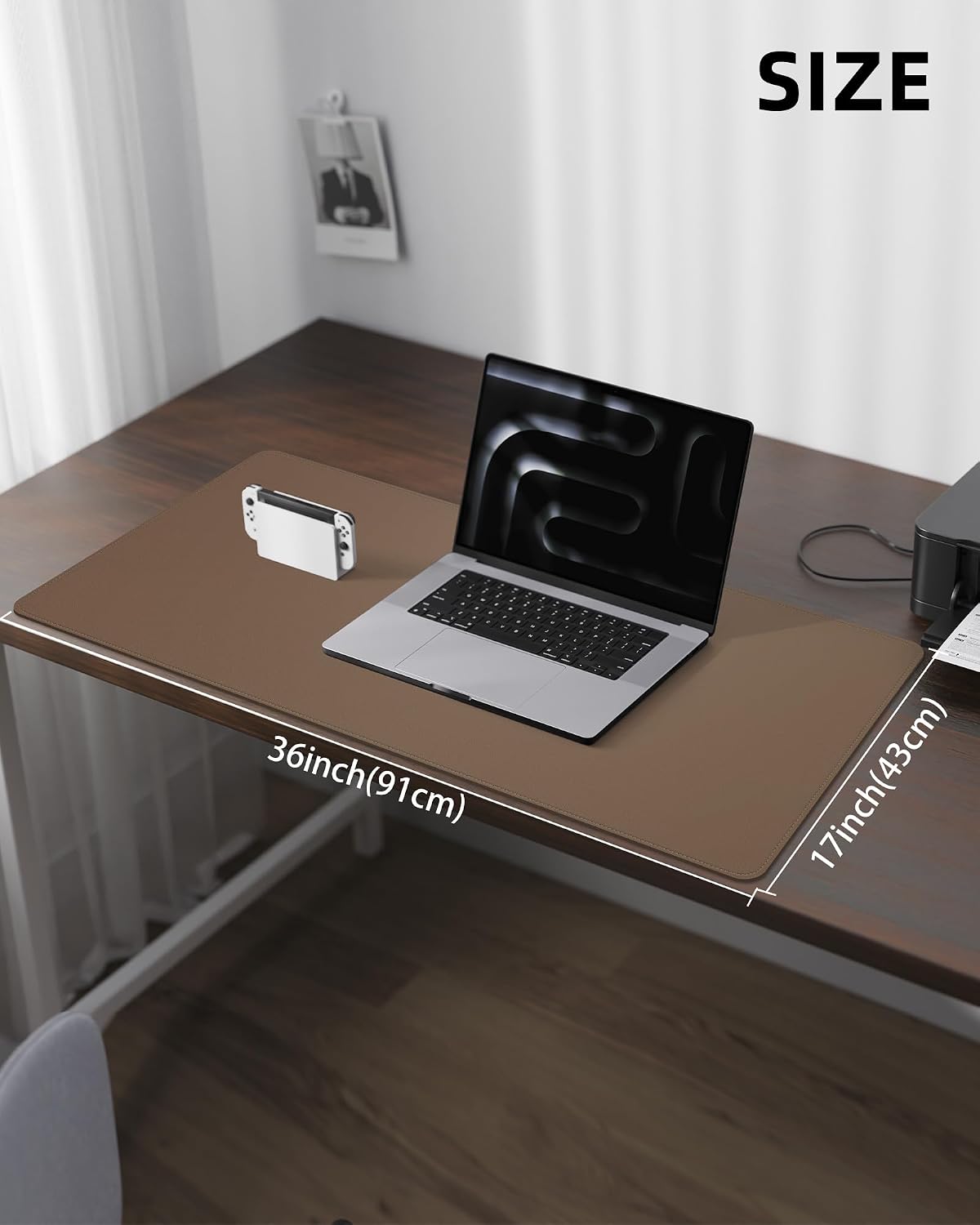 AFIING Large Desk Mat 55" x 24" - PU Leather Desk Pad Protector, Waterproof Non-Slip Extended Mouse Pad for Office Desk, Keyboard, Laptop and Home Workspace (Black)